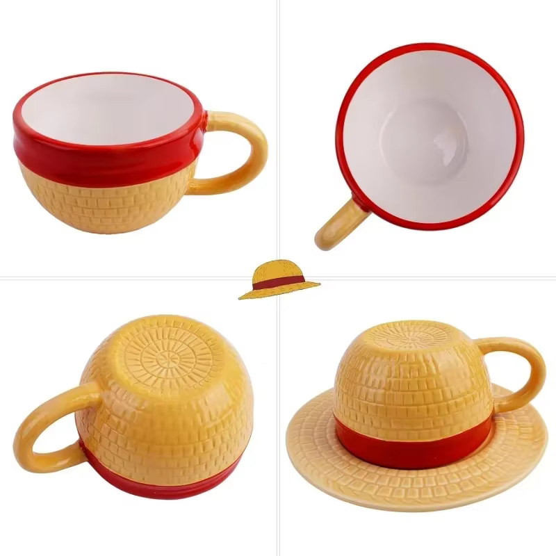 Ensemble de tasses et soucoupes en céramique de dessin animé créatif