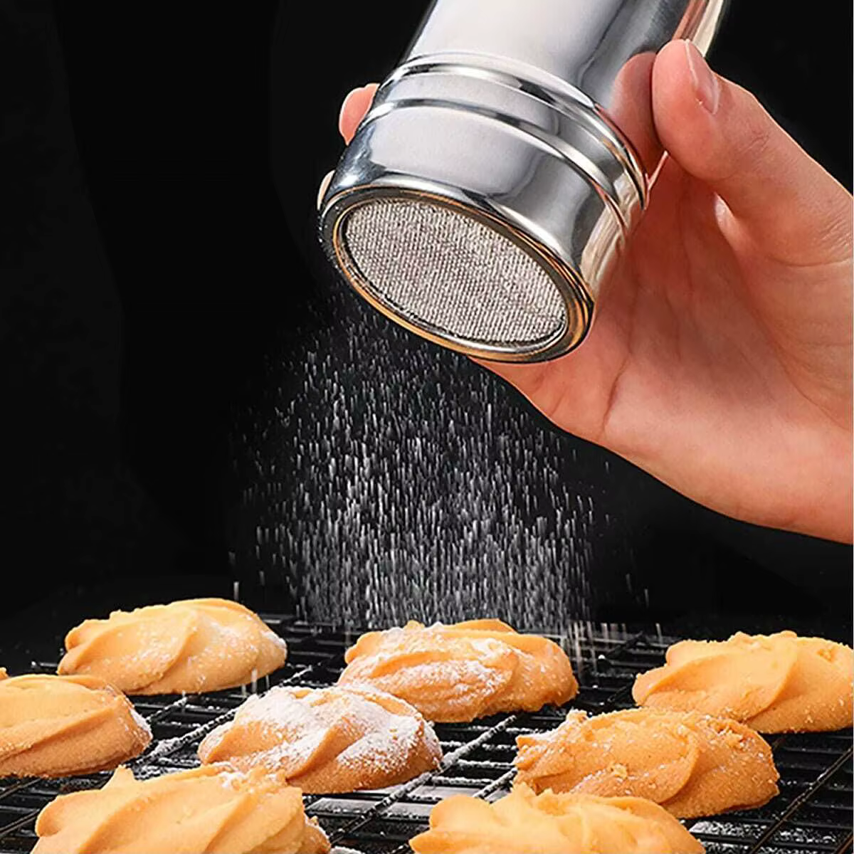 1 pc-argent acier inoxydable maille tube type plumeurs dépoussiérage salière pot à épices sel sucre poivre Shaker boîte cacao glaçage poudre