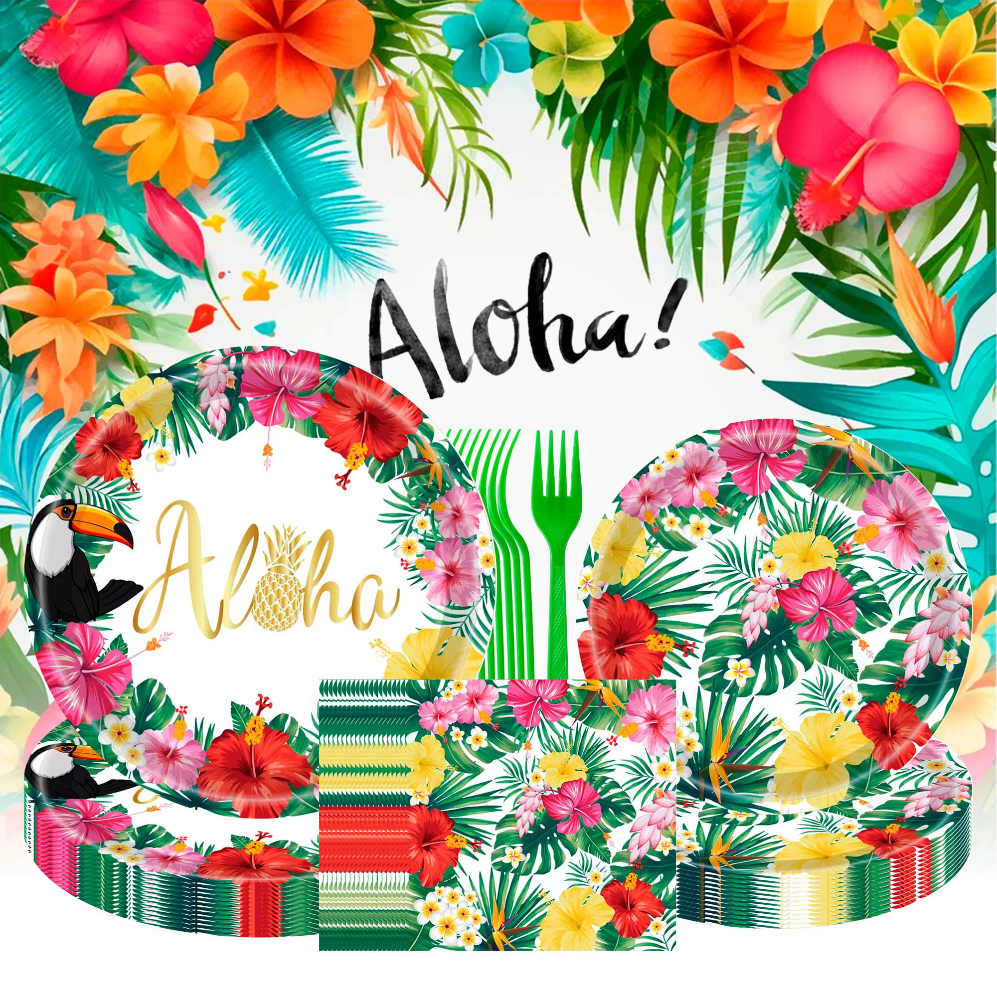 Vaisselle jetable pour fête hawaïenne Luau