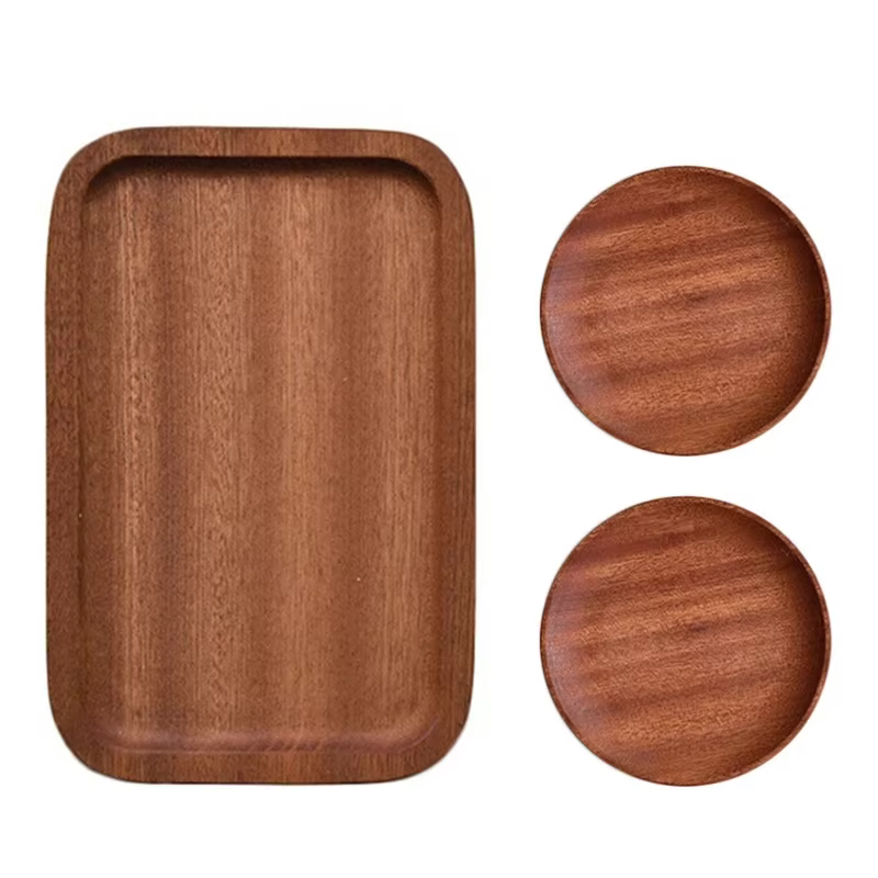 Plateau de service ovale en bois massif