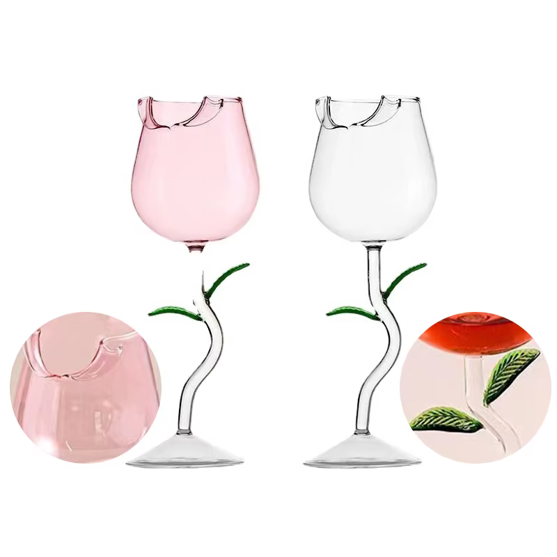 Verres à vin rouge en forme de rose