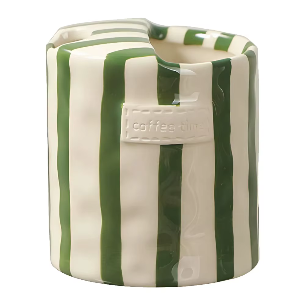 Tasse à café en céramique rayée peinte à la main, nouveauté, céramique de qualité supérieure, vaisselle rétro rayée, 300 ml, prise en main confortable, tasse à espresso.
