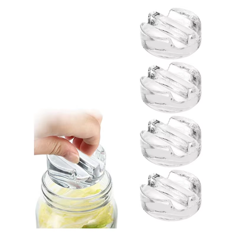 BSEVB - Poids de fermentation en verre (4 pièces) - Pour bocaux Mason à large ouverture - Parfaits pour la fabrication