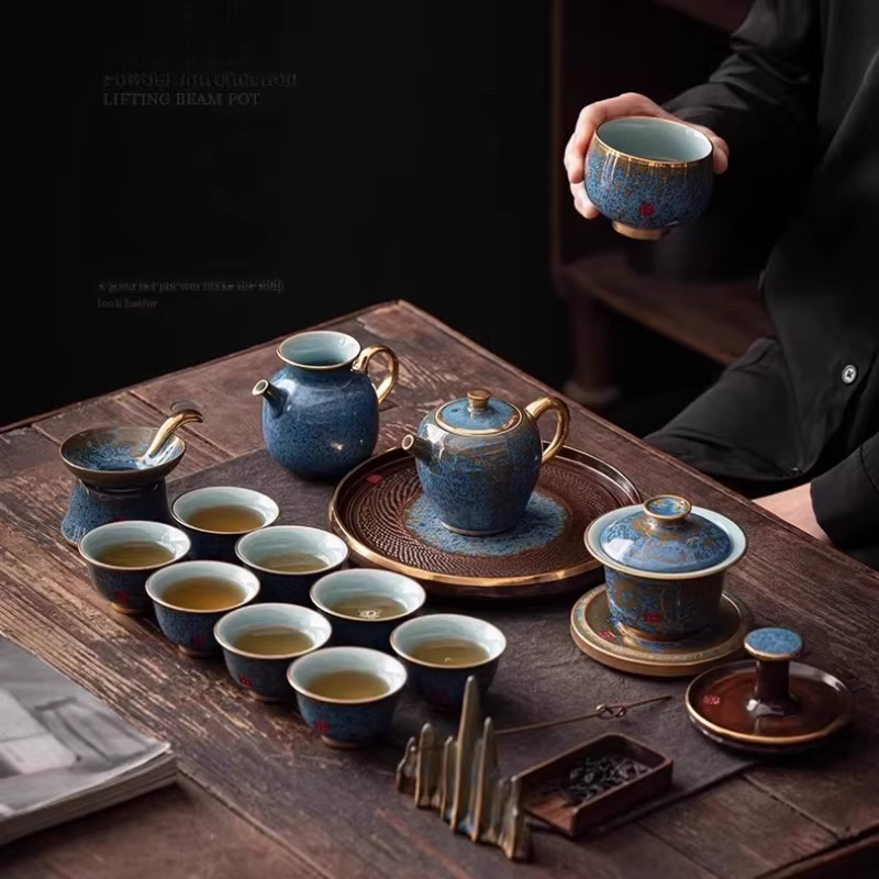 Plateau à thé en verre fait à la main