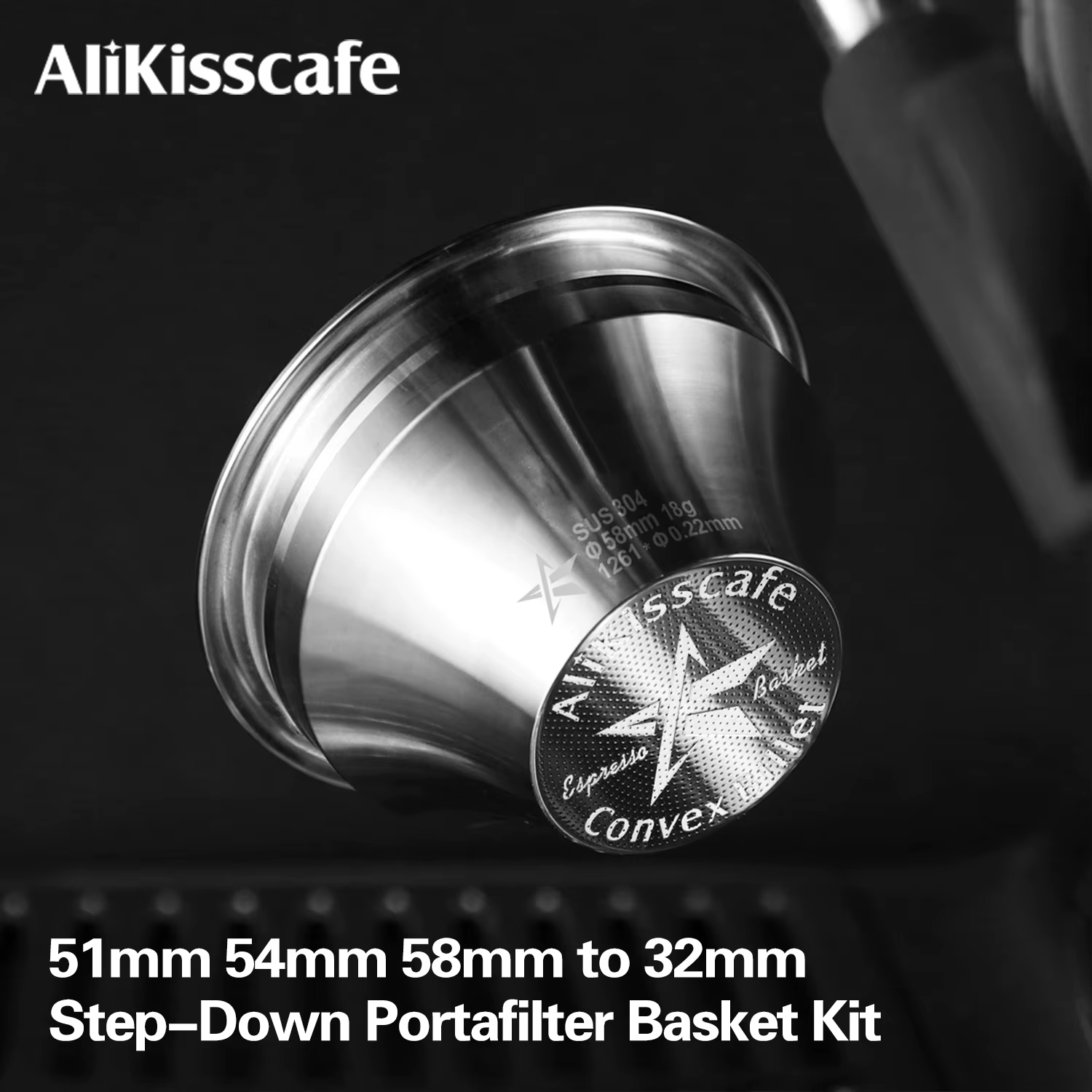 Alikisscafe Step Down Portafilter Basket Precision Variable Diameter 51mm 54mm 58mm Convex Billet Barista Espresso