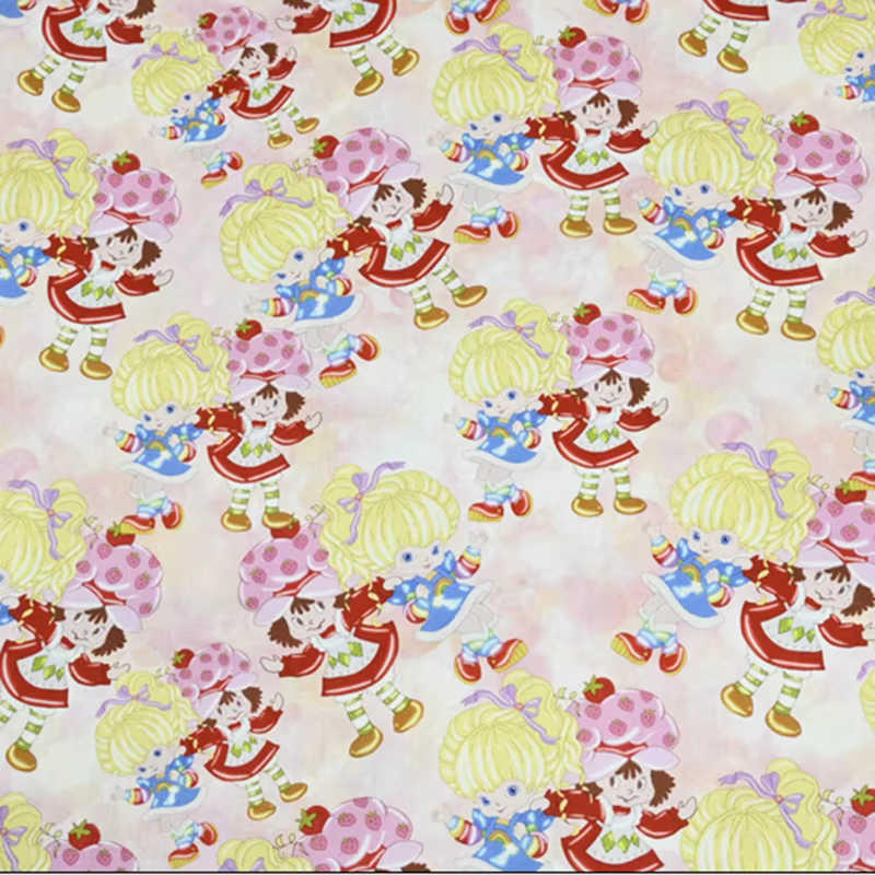 Tissu 100% coton imprimé fraise fille dessin animé, tissu Patchwork cousu, vêtements de bricolage, robe, Textile de maison, matériel matelassé
