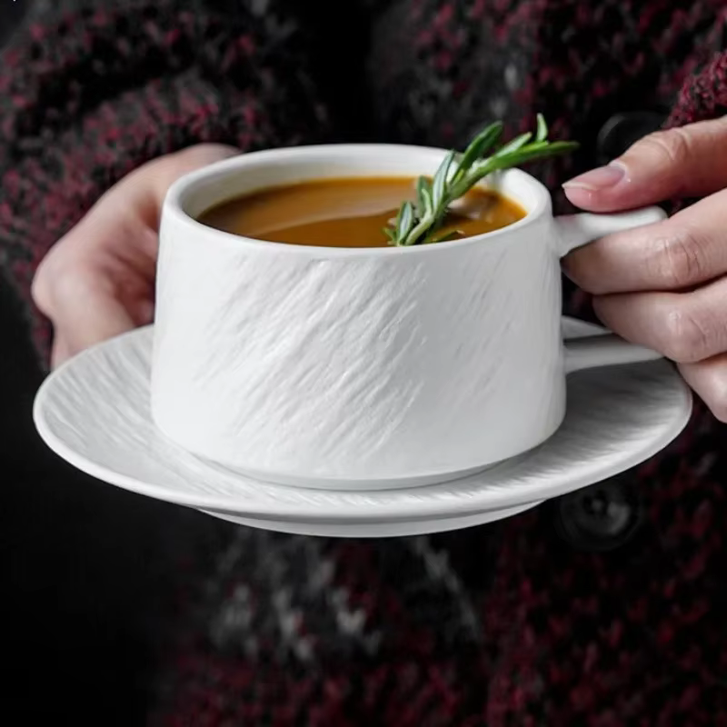 Ensemble de tasses à café en céramique de sable de roche de style japonais