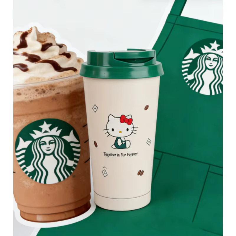 Nouvelle tasse Starbucks Hello Kitty en acier inoxydable de 473 ml avec paille