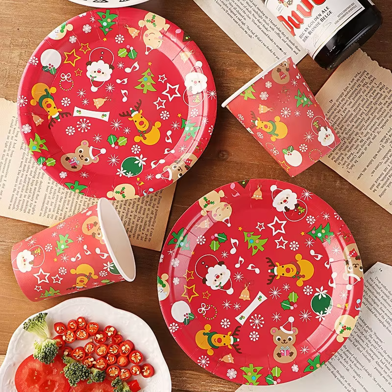 Vaisselle jetable pour fête de noël