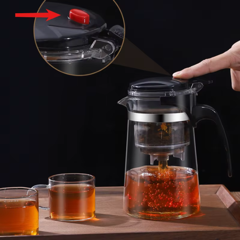 Théière en verre borosilicate JUSTINLAU 500ml-1800ml avec infuseur à thé et compartiment à thé