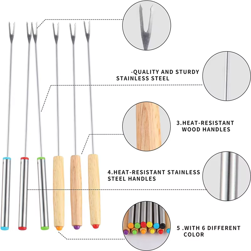Paquet de 8 fourchettes à Fondue en acier inoxydable