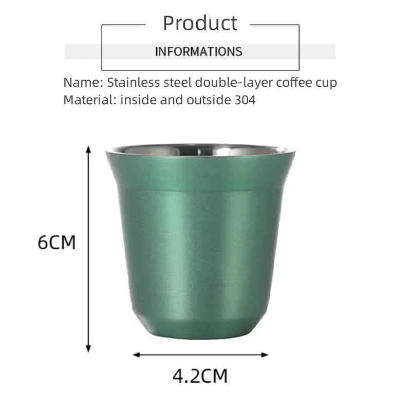 Chaud 1Pc 80 ml/160 ml tasses à café de haute qualité en acier inoxydable Double paroi