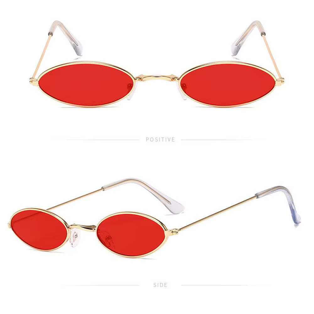 Lunettes de soleil classiques à petite monture narrétro pour hommes et femmes, nuances vintage, lentille de document en métal, lunettes design à la mode