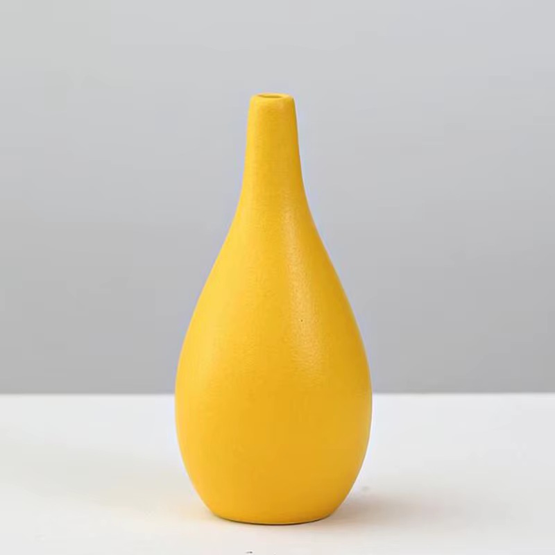 Vase à Fleurs en Porcelaine Jaune pour Décoration de Salon