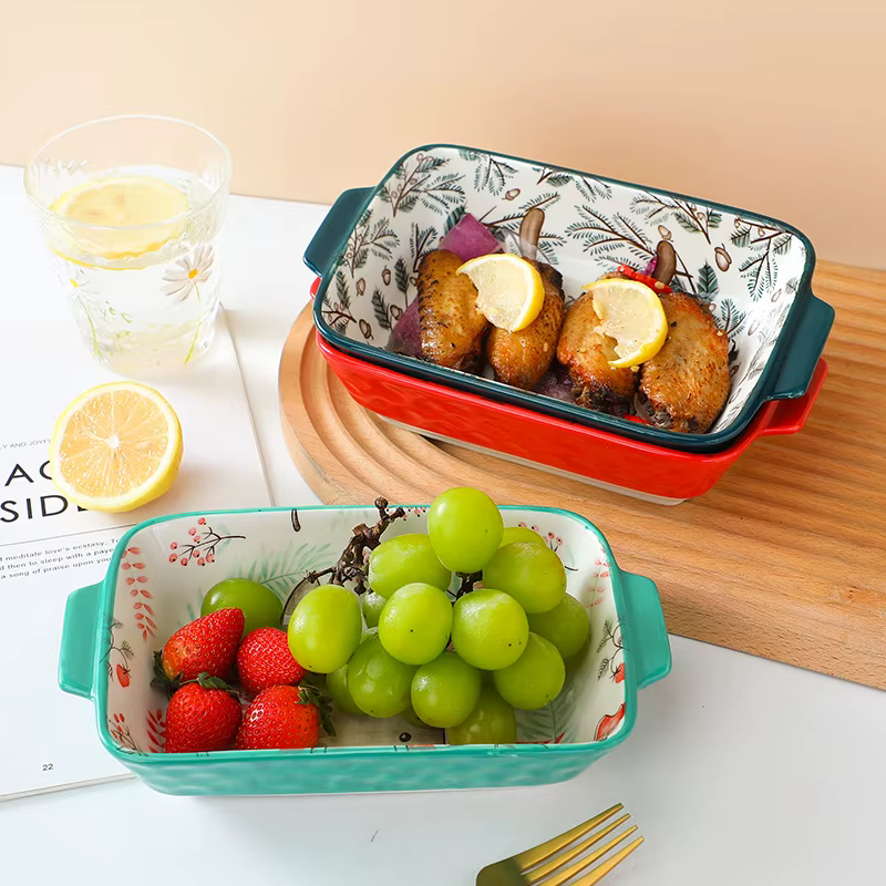 Assiette de cuisson en céramique à Double oreille
