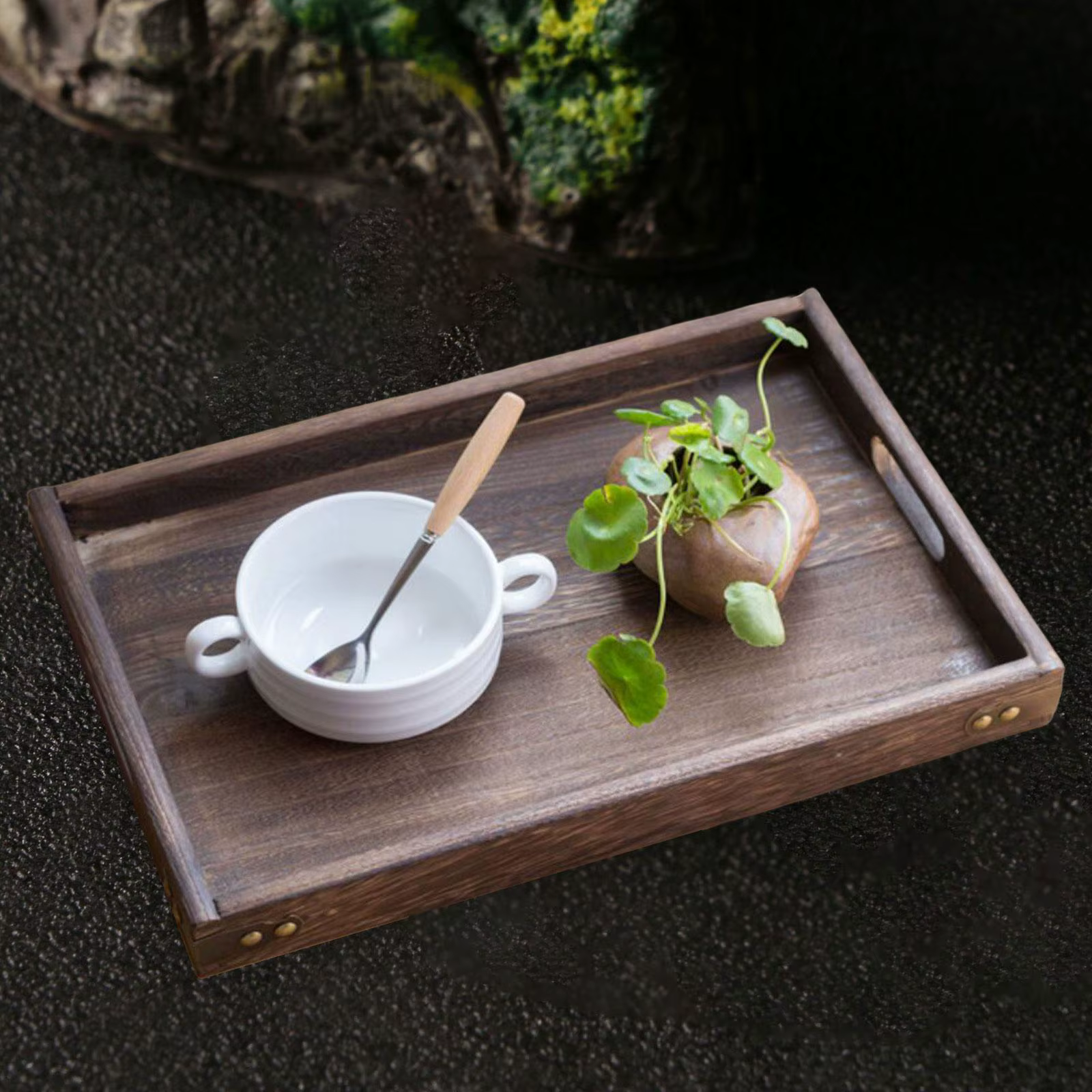 Escalette de service en bois avec poignée