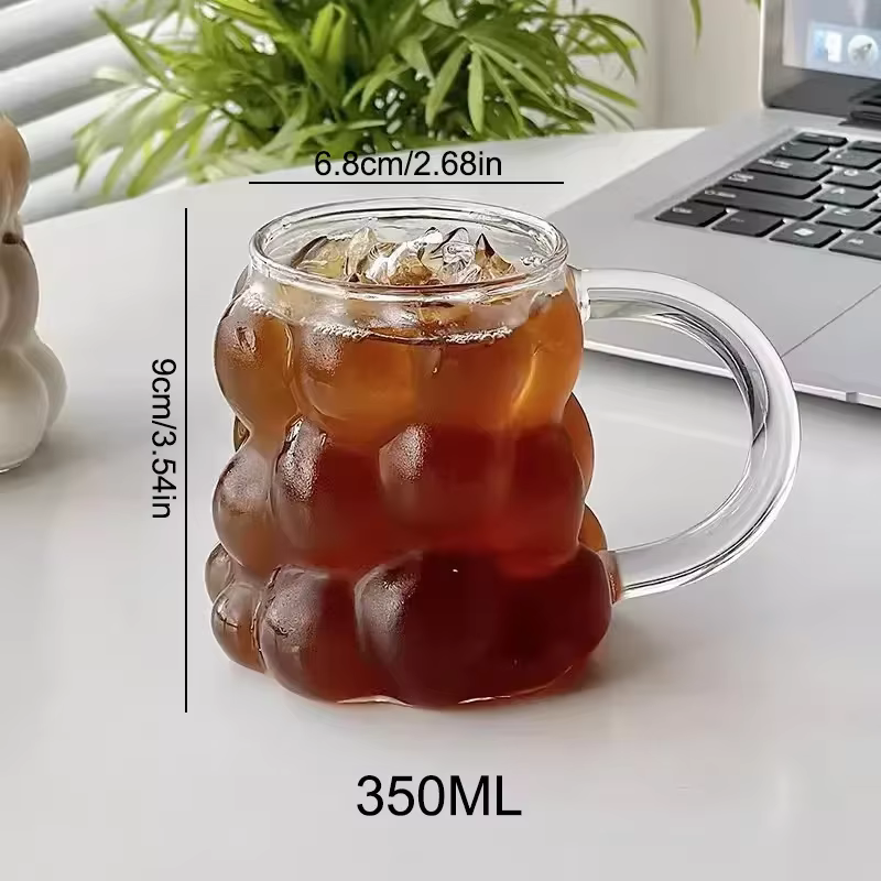 Tasse en verre transparente irrégulière de style Ins