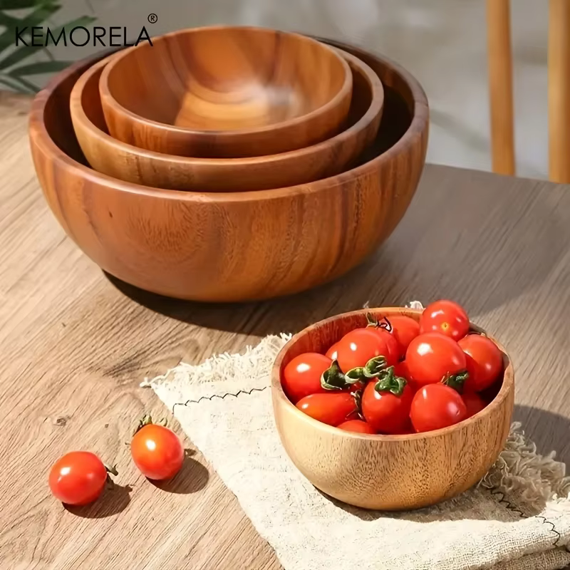 Bol à salade en bois d'acacia pour enfants