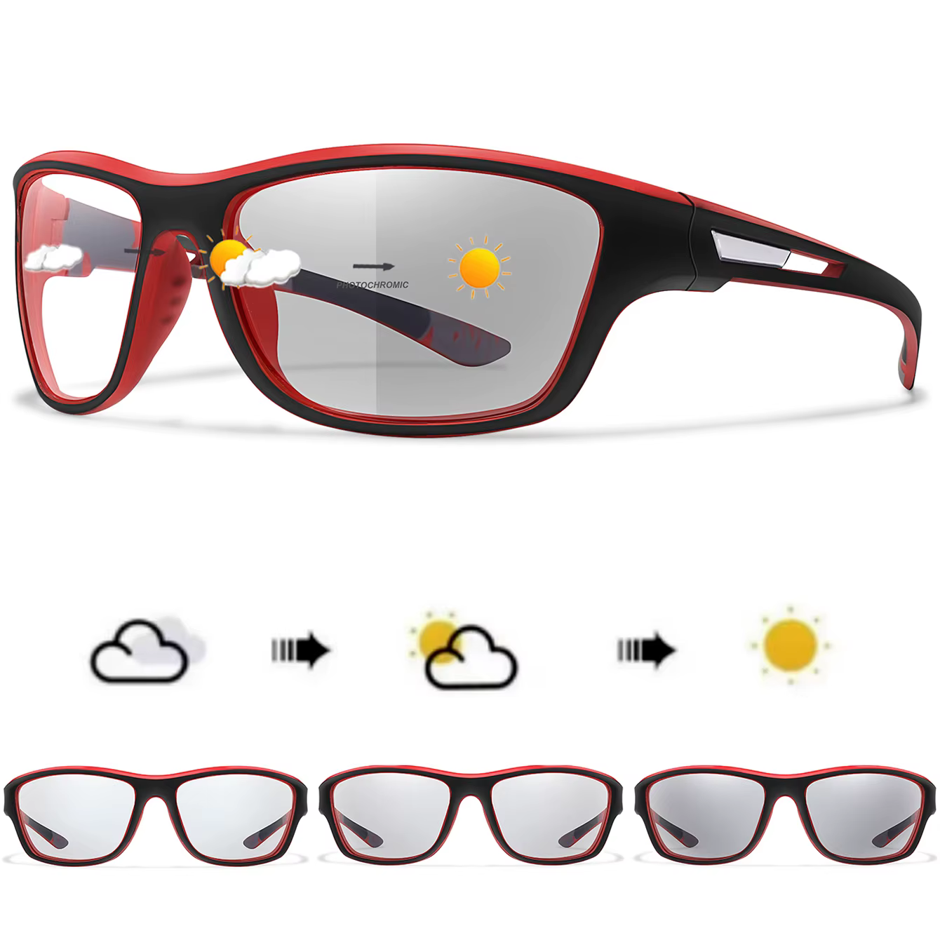 Lunettes de soleil photochromiques pour hommes et femmes, verres ovales tendance, monture intégrale, pour la pêche, la conduite, le cyclisme et la course à pied