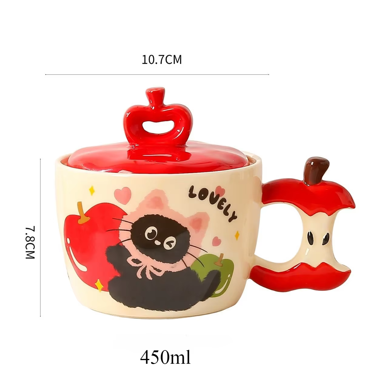 Tasse en céramique chat pomme créative