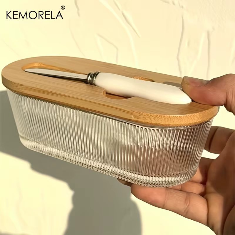 Beurrier en verre avec couvercle scellé