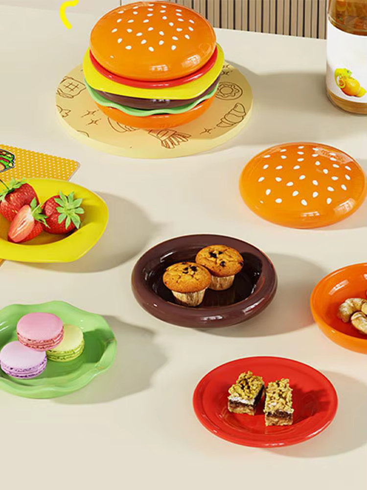 Ensemble d'assiettes à hamburger empilables