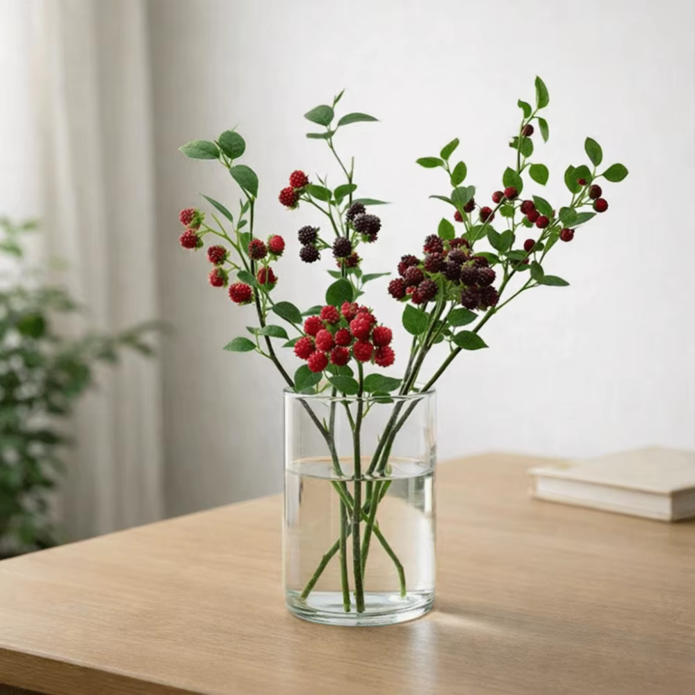 Plante artificielle de framboises rouges