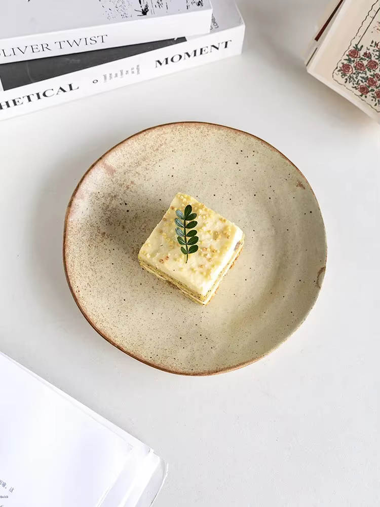 Assiette en céramique rustique faite à la main de style japonais pour pâtes