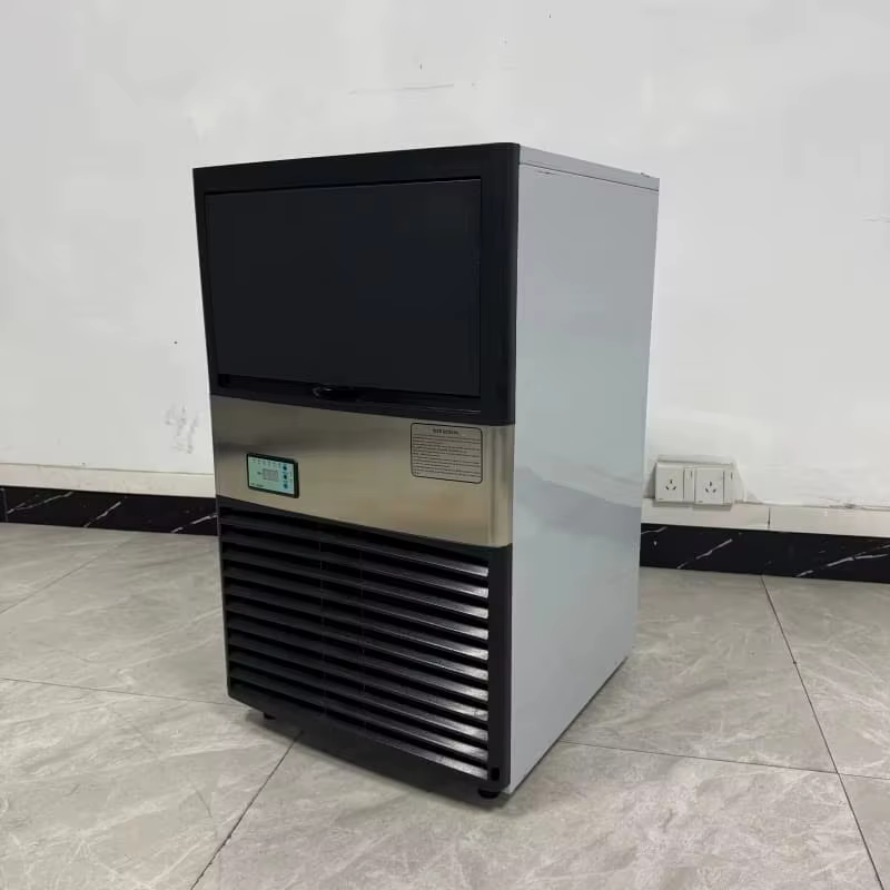 Machine à glaçons cubiques automatique commerciale personnalisée 75 kg/24h avec bac de 50 kg pour bar, café, certifiée CE