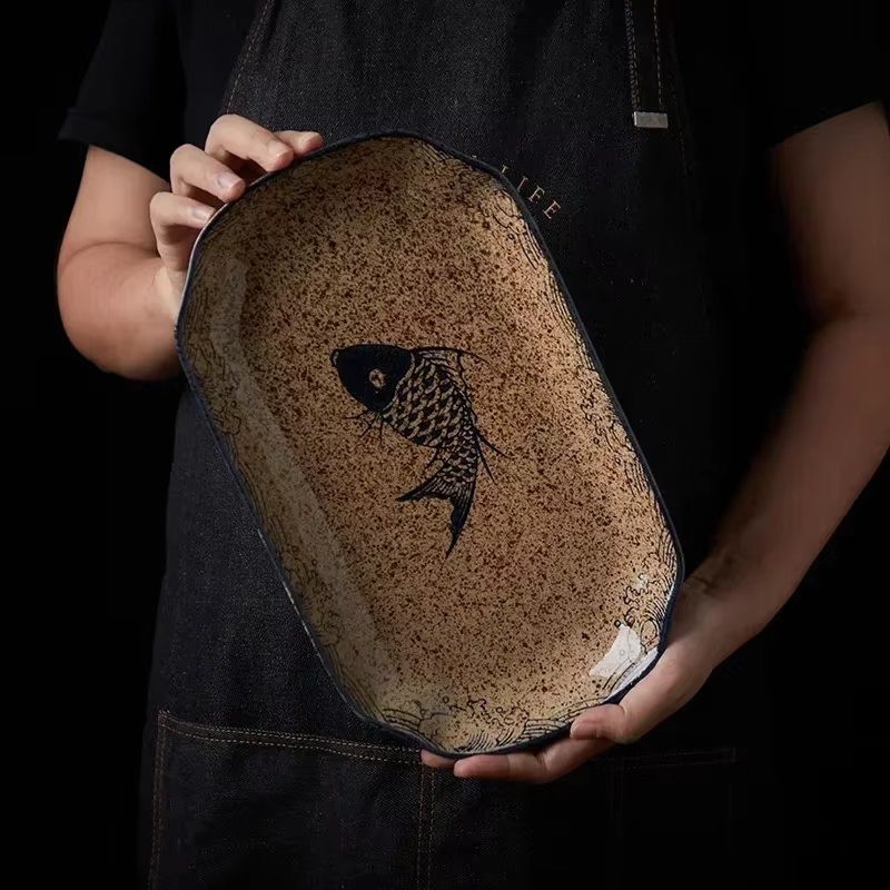 Assiette à poisson en céramique colorée UnderVest Ze
