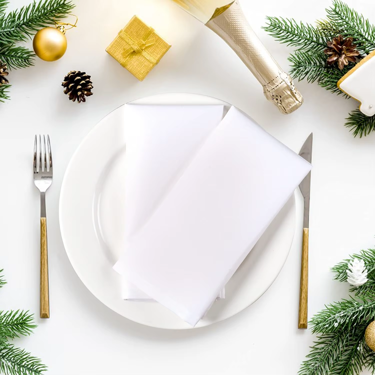 Lot de 12 serviettes de table 100 % coton pour 18 pouces