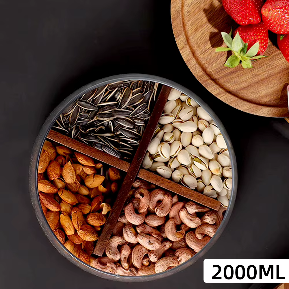 Conteneur de stockage des aliments en verre avec couvercle en bois