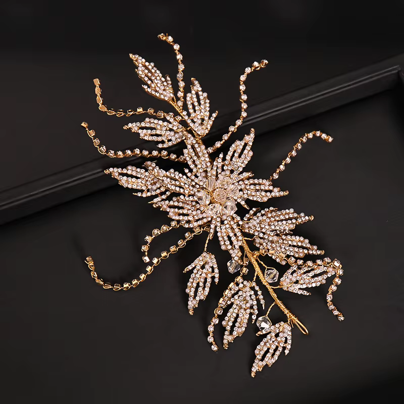 Bandeau de cheveux en biscuits doré pour mariée, bandeau de sauna en cristal, accessoires de mariage, bijoux de luxe pour femmes, ornements de fête, pièce de sauna
