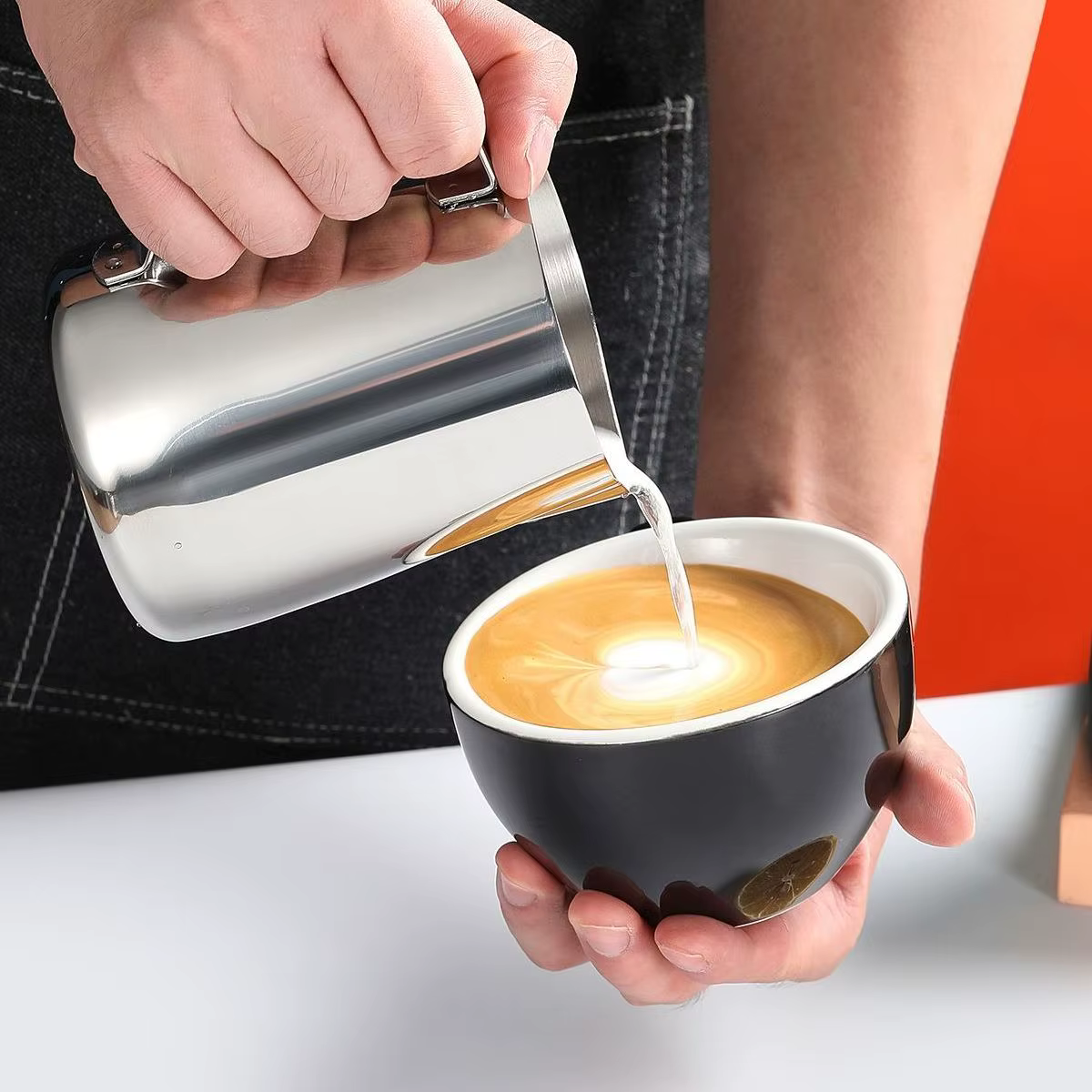 Aixiangru-Tasse à café en acier Barista avec couvercle