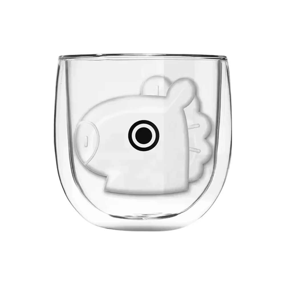 Tasses à café en verre borosilicaté à double paroi de dessin animé