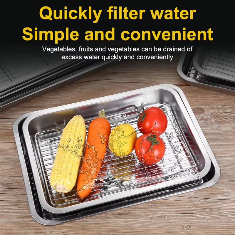 Plateau de cuisson en acier inoxydable avec support de refroidissement amovible