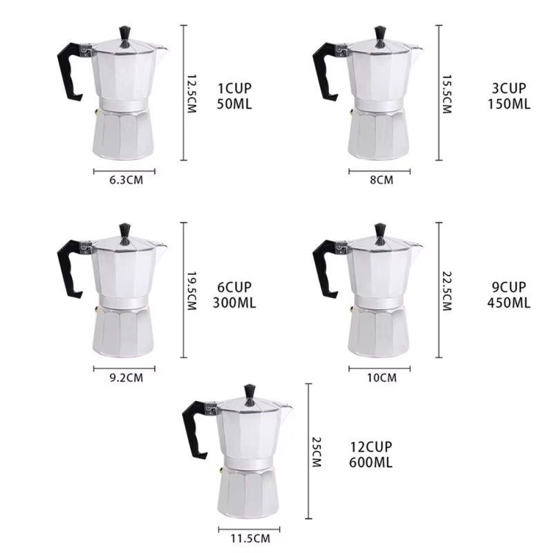 Machine à café en aluminium, Pot à moka, cafetière octogonale en aluminium