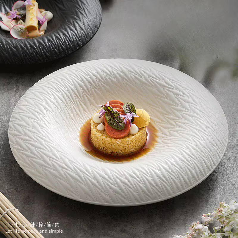 Assiette ronde créative en céramique pour Steak de bœuf