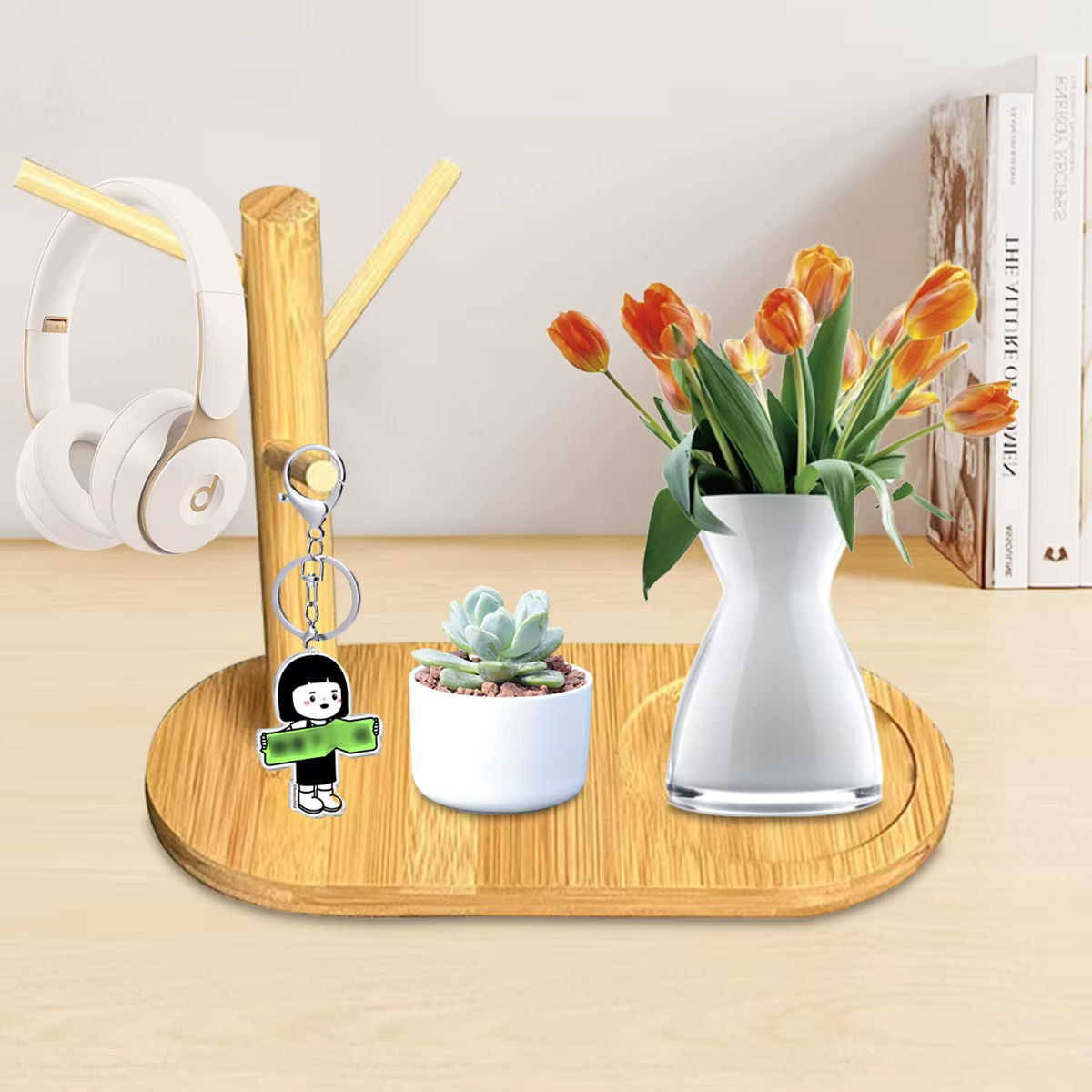 Porte-tasse en bambou avec 3/6 crochets