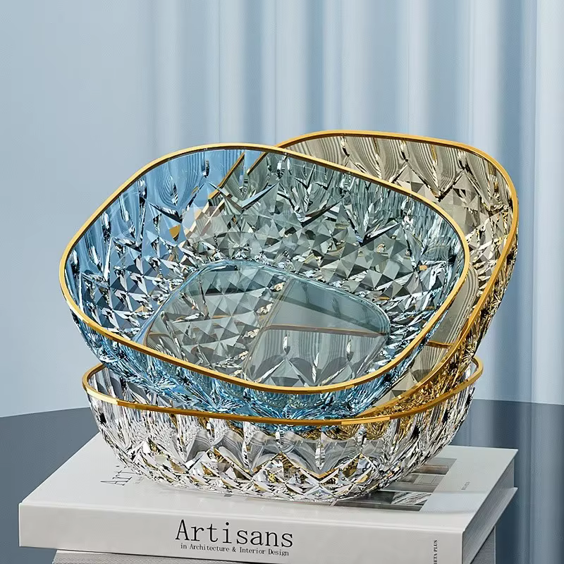 Plateau carré transparent en plastique pour fruits