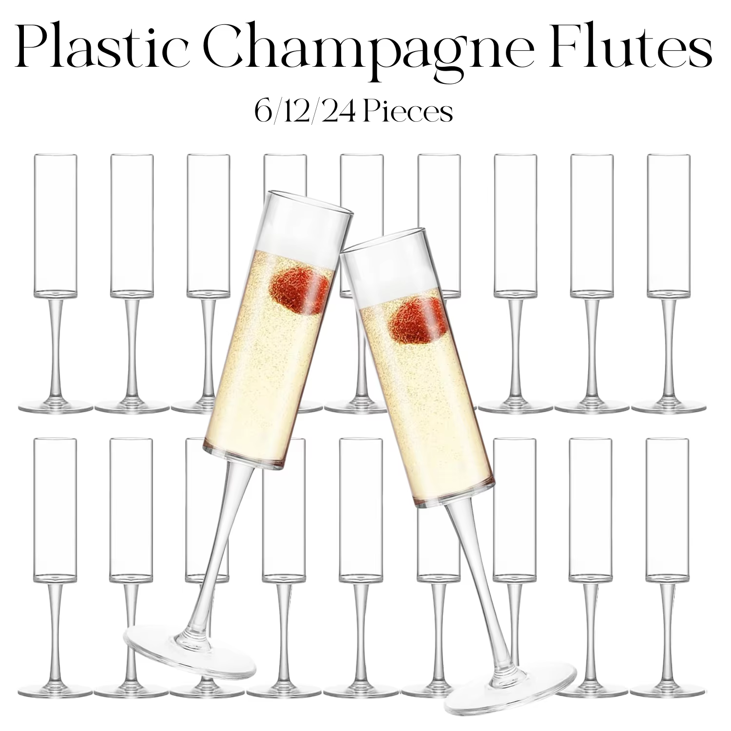 Flûtes à Champagne en plastique de 6 à 24 pièces