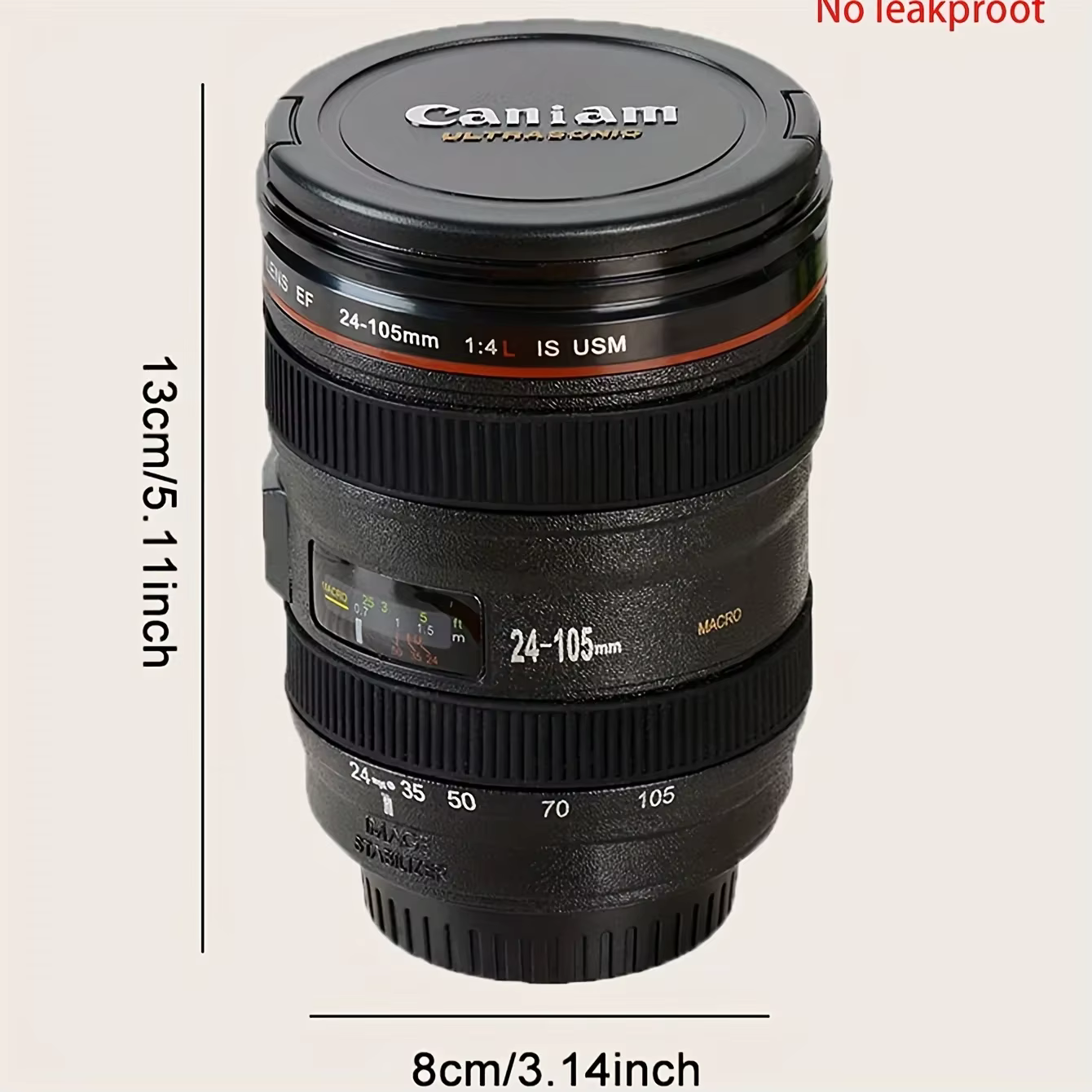 Tasse à café en acier inoxydable avec objectif d'appareil photo