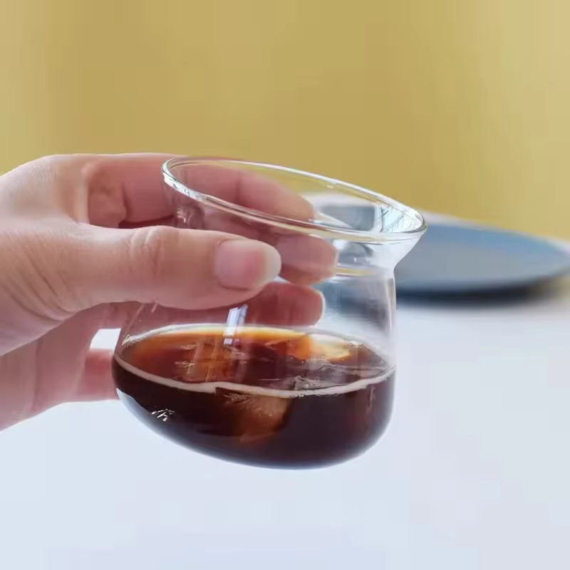 Serveur de café goutte à goutte chaud, cafetière infusée à la main, tasses claires bleu gris, tasse à café en verre à haute teneur en Borosilicate résistante à la chaleur froide