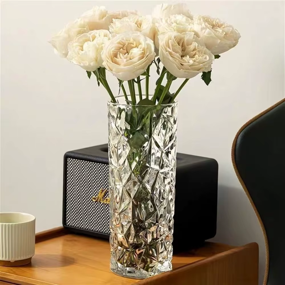 Vase en verre hydroponique transparent à motif glacier