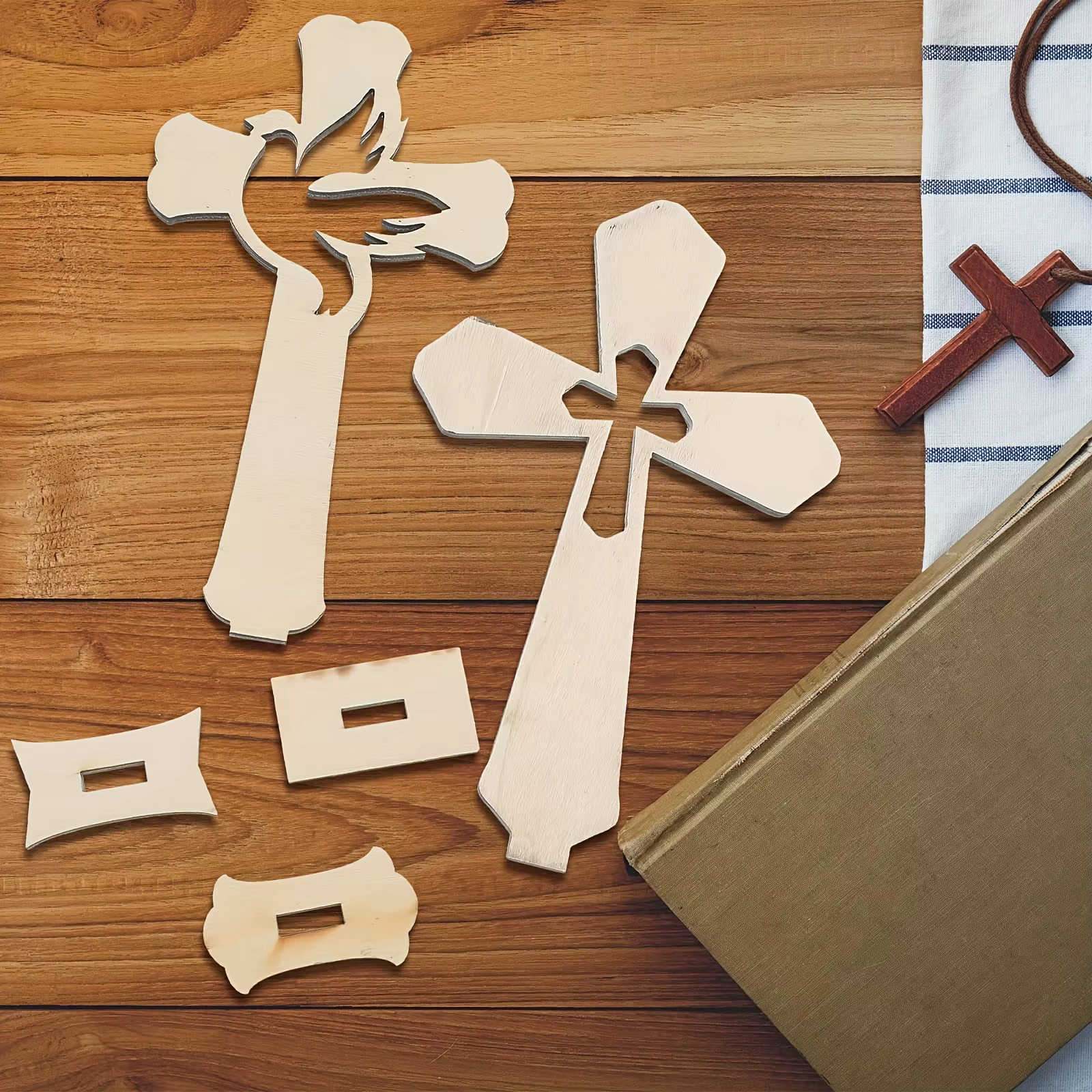 6 croix en bois catholiques pour l'artisanat