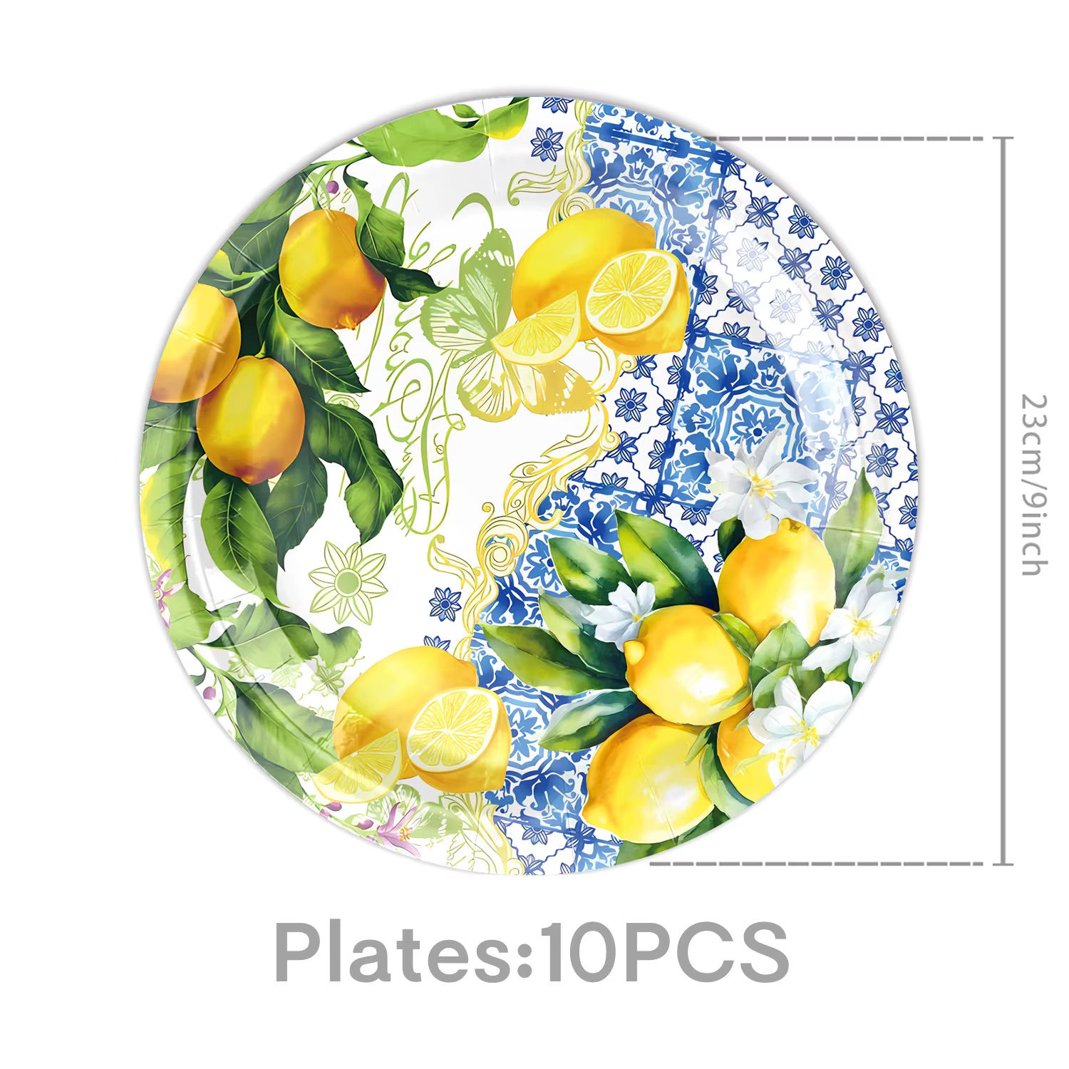 Vaisselle jetable et décorations de fête | Style Citron d'été comprenant Assiettes