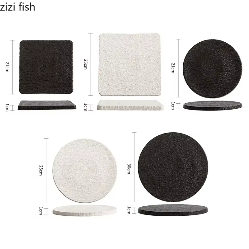 Assiette en céramique à motifs de pierre, assiette à Steak, assiette de service, assiettes à gâteaux, Dessert, plat à Sushi, Cuisine moléculaire, vaisselle de Restaurant