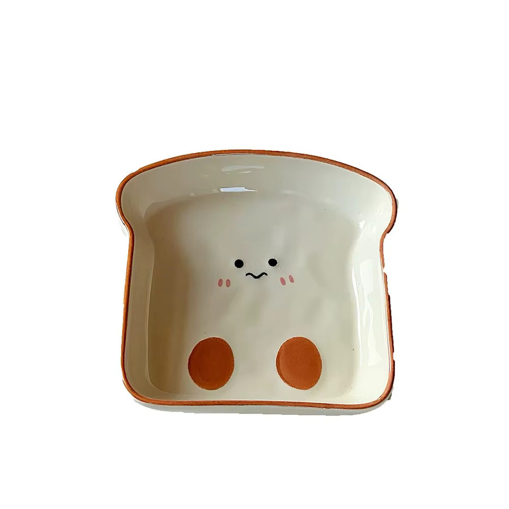 Assiette en céramique mignonne en forme de toast
