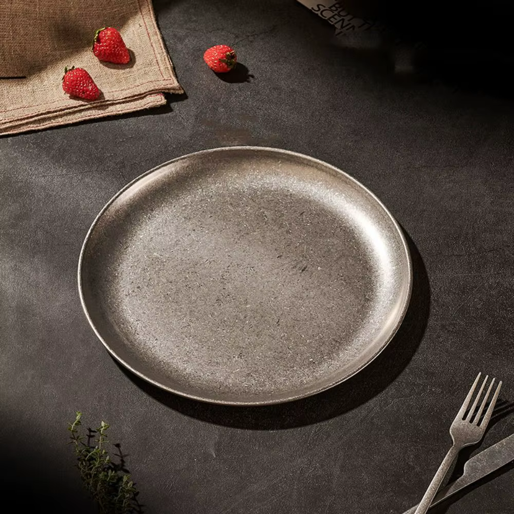 Vaisselle assiette à Steak en acier inoxydable plat occidental classique Durable