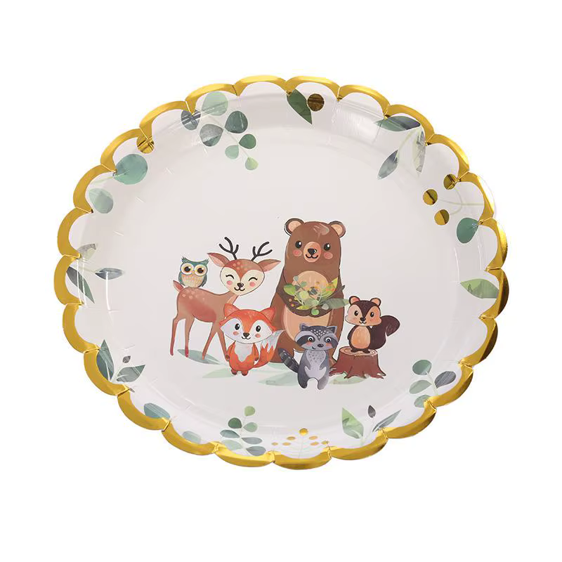 Assiettes de fête d'anniversaire en forêt, tasse, vaisselle, décor de fête d'anniversaire pour enfants, 1er Animal, forêt, Jungle, fournitures de fête prénatale